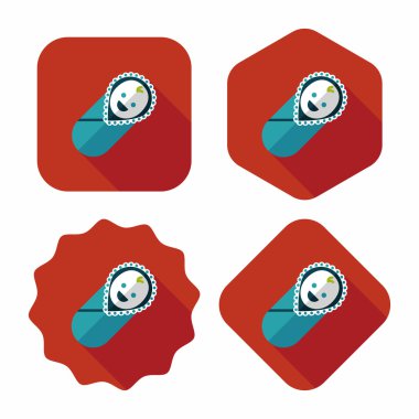 Bebek uzun gölge düz simgesi