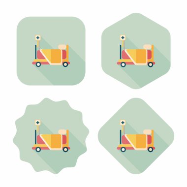 uzun gölge ile hastane yatak düz simgesi