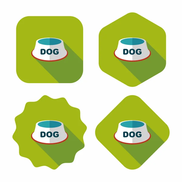 Pet dog bowl flat icon with long shadow,eps10 — Stock Vector