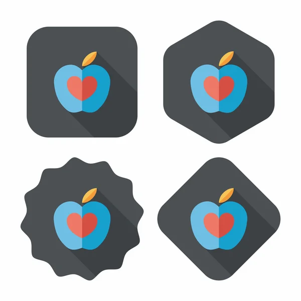 Płaski ikona jabłko z długi cień — Wektor stockowy