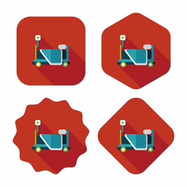 医院床平面图标与长长的阴影 — 图库矢量图片