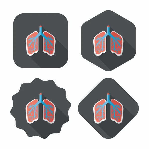 Lungs icono plano con sombra larga — Archivo Imágenes Vectoriales