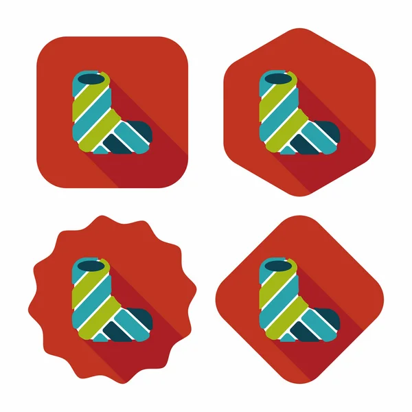骨折した足の長い影とフラット アイコンを石膏します。 — ストックベクタ