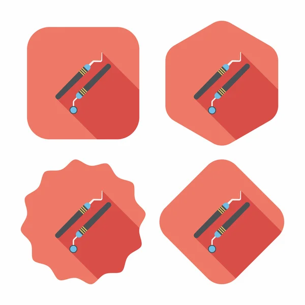 Équipement dentaire icône plate avec ombre longue — Image vectorielle