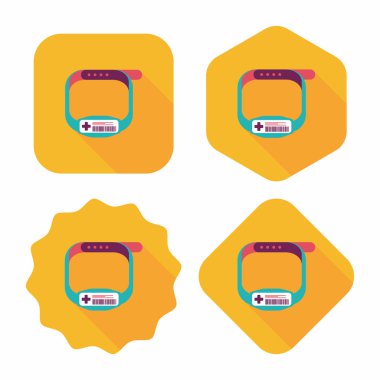 uzun gölge ile hasta kimlik bileziği düz simgesi