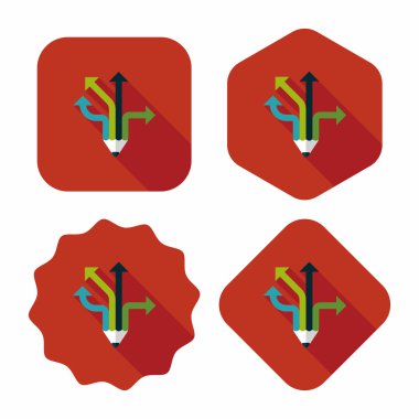 kalem şerit ok düz simgesi ile uzun gölge, eps10