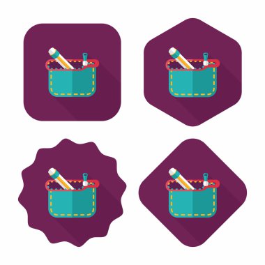 긴 그림자, eps10와 함께 연필 상자 플랫 아이콘