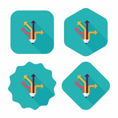 kalem şerit ok düz simgesi ile uzun gölge, eps10