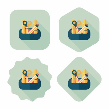 긴 그림자, eps10와 함께 연필 상자 플랫 아이콘