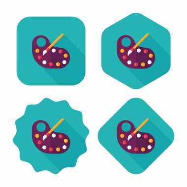 Resim paleti uzun gölge, eps 10 ile boya fırçası düz simgesi ile