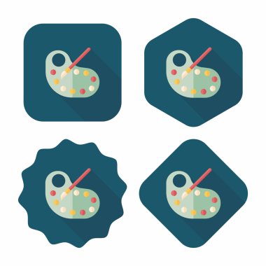 Resim paleti uzun gölge, eps 10 ile boya fırçası düz simgesi ile