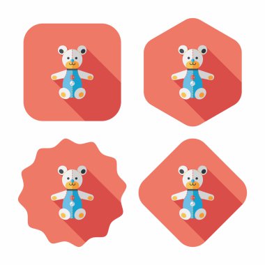 oyuncak ayı uzun gölge düz simgesi