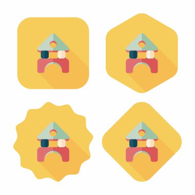 uzun gölge ile tuğla ev düz simgesi