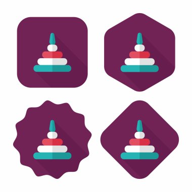 Piramit oyuncak düz simgesi ile uzun gölge, eps10