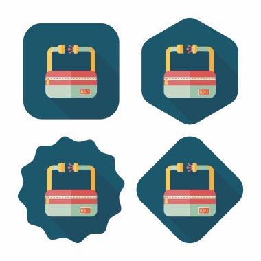 seyahat çantası, uzun gölge ile düz simgesi