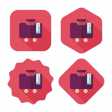 Vintage seyahat bavul, uzun gölge ile düz simgesi