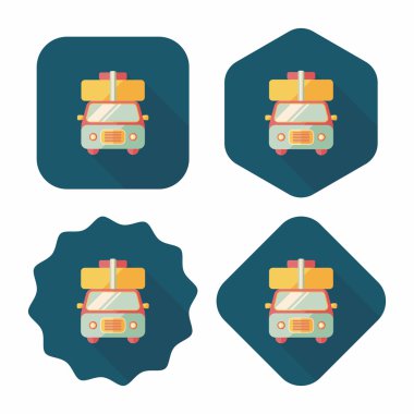 uzun gölge ile karavan araba düz simgesi