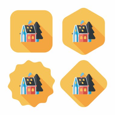 Noel evi düz simgesi ile uzun gölge, eps10