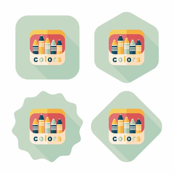 Kleurpotloden platte pictogram met lange schaduw, eps10 — Stockvector