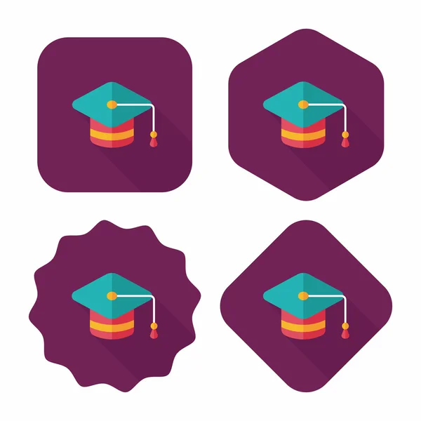 Education Cap flat icon with long shadow,eps10 — Stock Vector