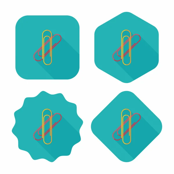 Platte pictogram van een paperclip met lange schaduw, eps10 — Stockvector