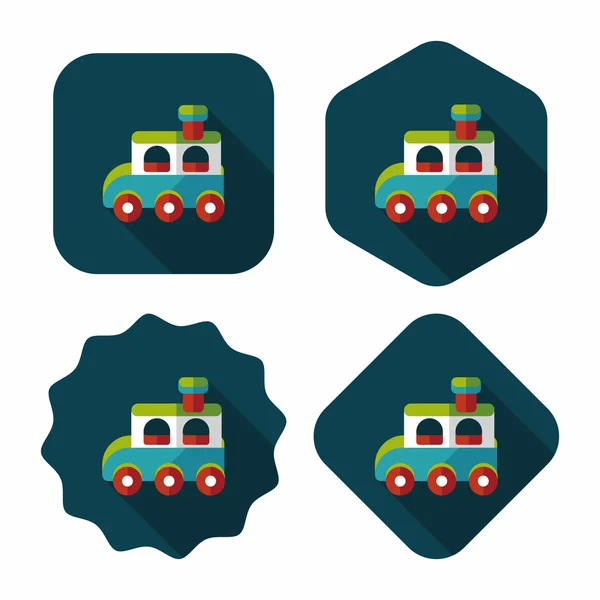 Trein speelgoed platte pictogram met lange schaduw, eps 10 — Stockvector