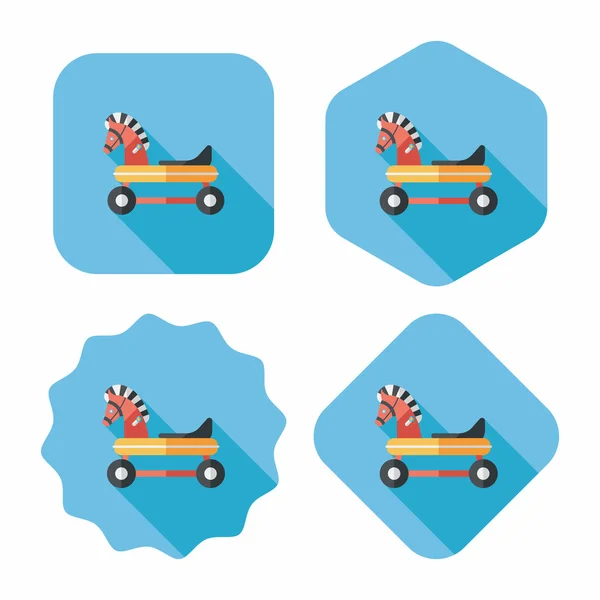 Horse toy car flat icon with long shadow,eps10 — Stock Vector