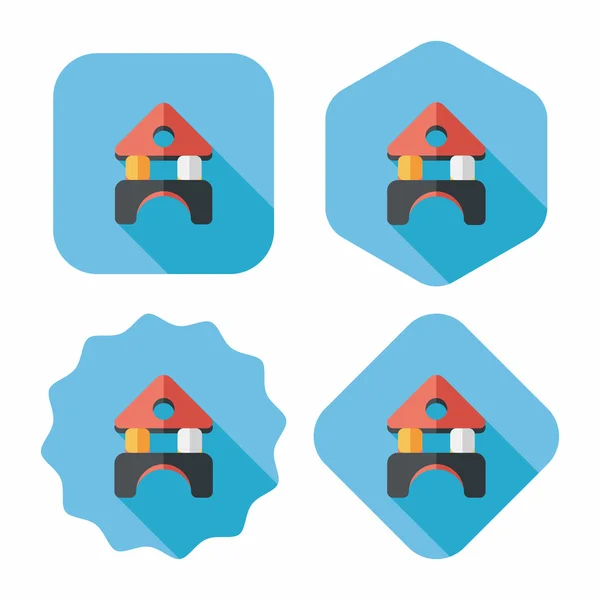 Casa de ladrillo icono plano con sombra larga — Vector de stock