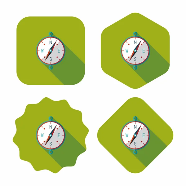 Kompas ploché ikony s dlouhý stín — Stockový vektor