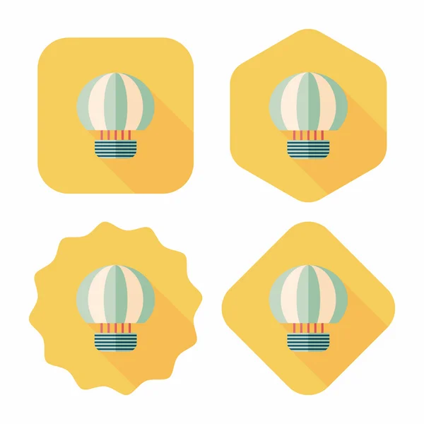 Hete lucht ballon platte pictogram met lange schaduw — Stockvector