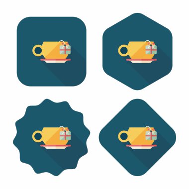 Kahve Kupası düz simgesi ile uzun gölge, eps10