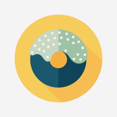 doğum günü çörek düz simgesi ile uzun gölge, eps10