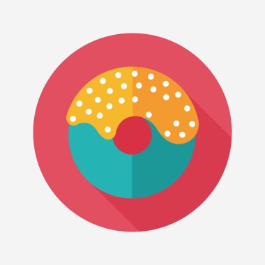 doğum günü çörek düz simgesi ile uzun gölge, eps10