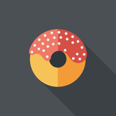 doğum günü çörek düz simgesi ile uzun gölge, eps10