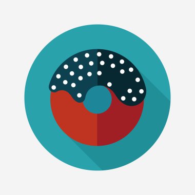 doğum günü çörek düz simgesi ile uzun gölge, eps10