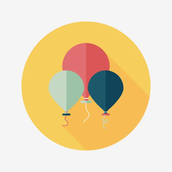 Urodziny ballon płaski ikona z długim cieniem, eps10 — Wektor stockowy