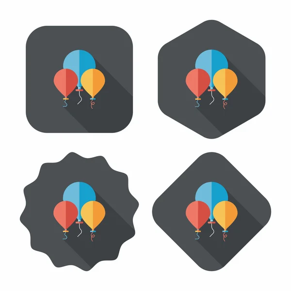 Verjaardag ballon platte pictogram met lange schaduw, eps10 — Stockvector