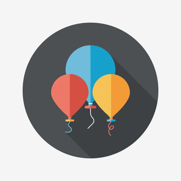 Icône plate ballon anniversaire avec ombre longue, eps10 — Image vectorielle