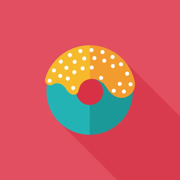 Donut cumpleaños icono plano con sombra larga, eps10 — Archivo Imágenes Vectoriales