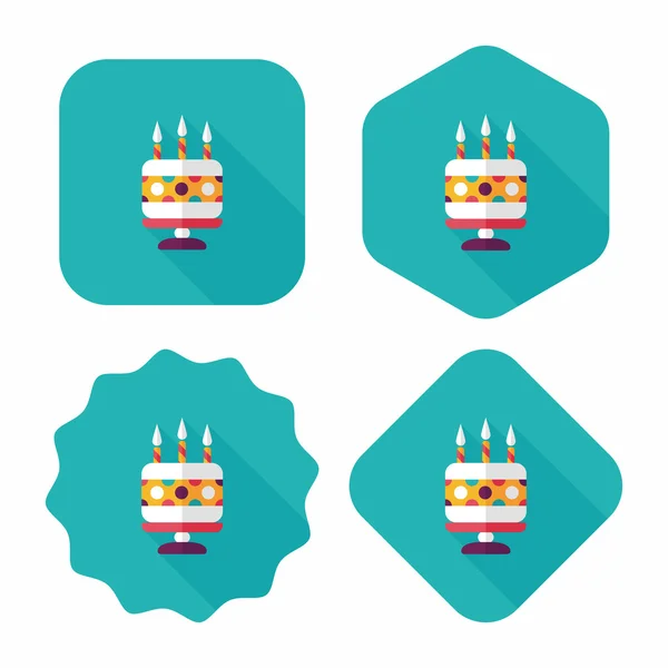 带有长长的影子，eps10 的生日蛋糕平图标 — 图库矢量图片