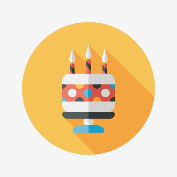 Doğum günü pastası düz simgesi ile uzun gölge, eps10 — Stok Vektör
