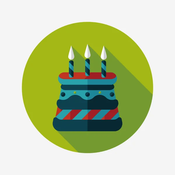 Verjaardag cake platte pictogram met lange schaduw, eps10 — Stockvector