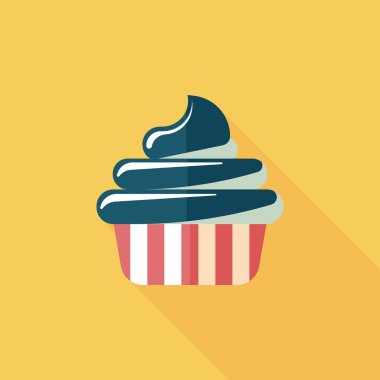 doğum günü pastası düz simgesi ile uzun gölge, eps10