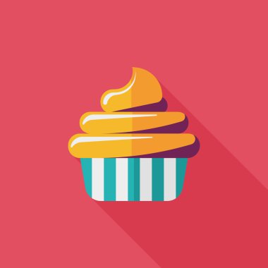 doğum günü pastası düz simgesi ile uzun gölge, eps10