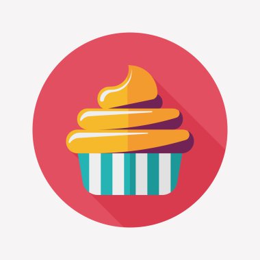 doğum günü pastası düz simgesi ile uzun gölge, eps10