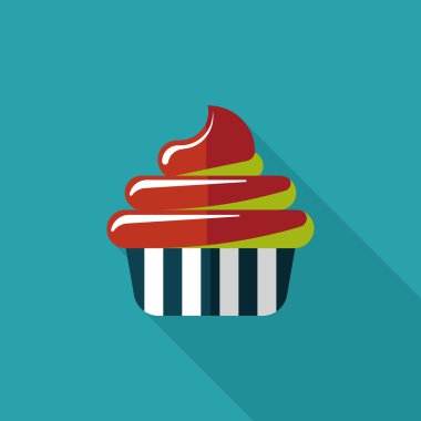 doğum günü pastası düz simgesi ile uzun gölge, eps10