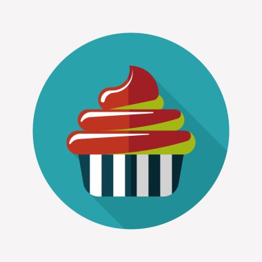 doğum günü pastası düz simgesi ile uzun gölge, eps10