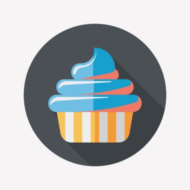 doğum günü pastası düz simgesi ile uzun gölge, eps10