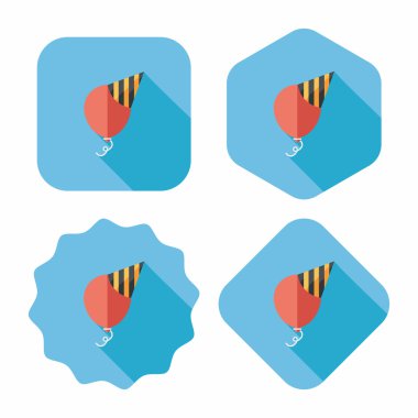 doğum günü ballon düz simgesi ile uzun gölge, eps10