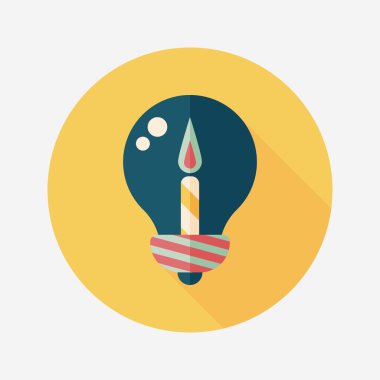 doğum günü mumu düz simgesi ile uzun gölge, eps10